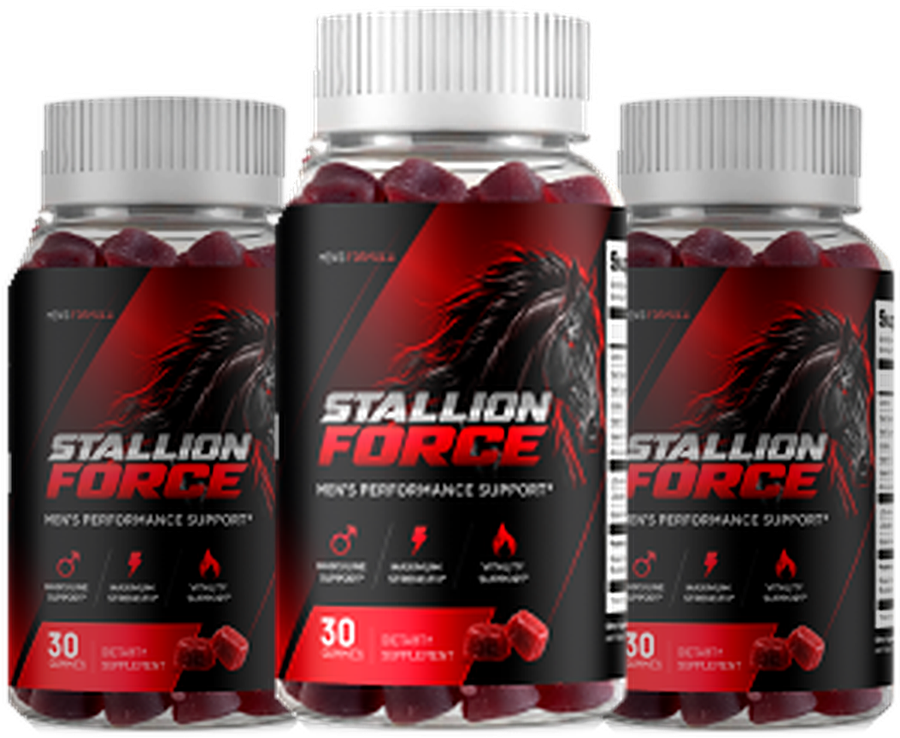 Three bottles of Stallion Force men&rsquo;s performance gummies
